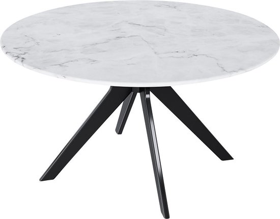 Marmeren Eettafel Rond – Carrara Wit (Boog Onderstel) - 110 cm - Glanzend |  bol.com