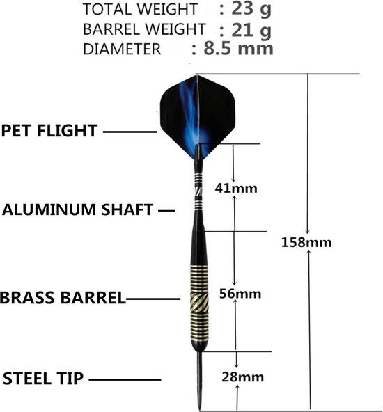 Bolke® - Dartpijlen - Dartpijlen 23 gram - Dart flights - Dartpijlen set van 6 stuks - Hoge kwaliteit - giftbox - Luxe dartpijlen - Bolke®
