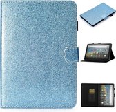 Voor Amazon Fire HD 10 (2021) Glitterpoeder Horizontale Flip Leather Case met Kaartsleuven & Houder & Slaap / Wake-up Functie (Blauw)