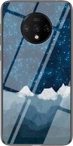 Voor OnePlus 7T Sterrenhemel Geschilderd Gehard Glas TPU Schokbestendig Beschermhoes (Star Chess Rob)