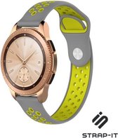Siliconen Smartwatch bandje - Geschikt voor  Samsung Galaxy Watch sport band 41mm / 42mm - grijs/geel - Strap-it Horlogeband / Polsband / Armband