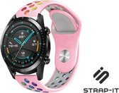 Siliconen Smartwatch bandje - Geschikt voor  Huawei Watch GT sport band - kleurrijk roze - 46mm - Strap-it Horlogeband / Polsband / Armband