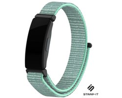 Nylon Smartwatch bandje - Geschikt voor Fitbit Inspire / Inspire HR / Inspire 2 nylon bandje - aqua - Strap-it Horlogeband / Polsband / Armband