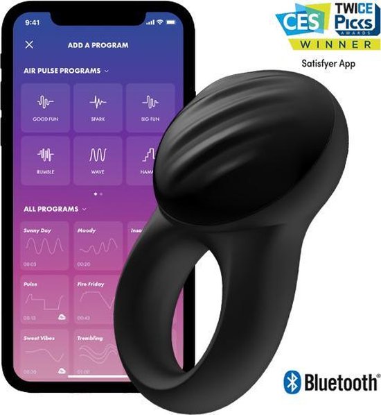 Satisfyer 'Signet Ring Connect App', penisring / cockring met app (8,5 cm)