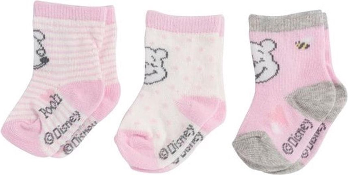 Disney Winnie de Poeh Babysokken Roze - Maat 86/92 - 3 Paar