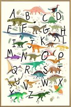JUNIQE - Poster met kunststof lijst Dino Alphabet -20x30 /Kleurrijk