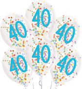 Amscan Ballonnen Confetti 40 Jaar 27,5 Cm Latex Wit 6 Stuks