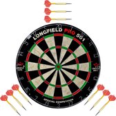 Dartbord set compleet van diameter 45.5 cm met 9x dartpijlen van 22 gram - Longfield professional - Darten