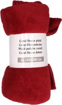 1x Donker rode fleece deken - 150 x 200 cm - plaid/dekentje