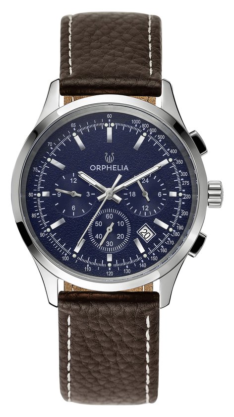 ORPHELIA Men Dual Time Watch Brown Leather
