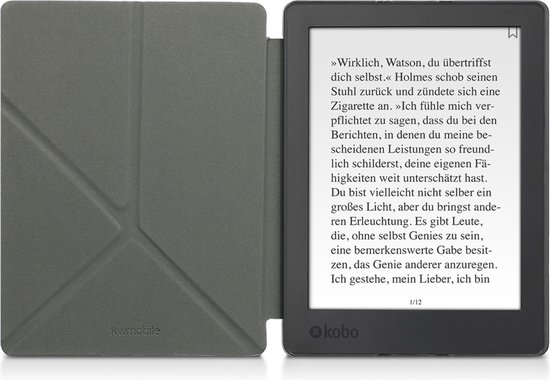 kwmobile e-reader hoesje geschikt voor Kobo Aura H2O Edition 2 hoes - Ereader flip case met standaard - E reader cover van kunstleer - In zwart / meerkleurig van Merkloos — afbeelding 2