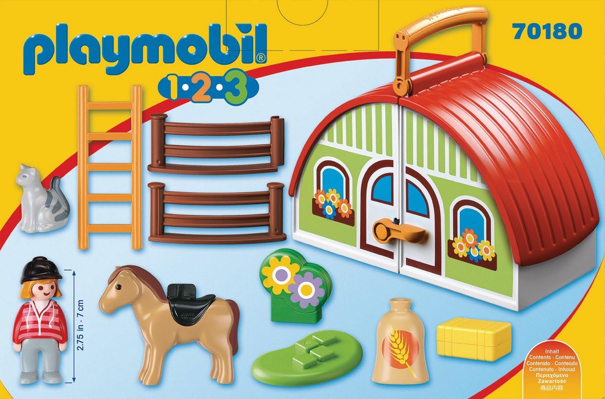 Playmobil 1.2.3. - 6962 - Ferme transportable avec animaux : Playmobil:  : Jeux et Jouets