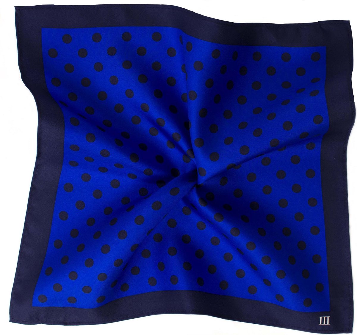 TRESANTI | YARO I Zijden blauwe pochet met Navy stippen | Blauw