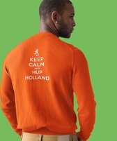 Oranje EK WK Koningsdag Trui Keep Calm & Hup Holland Back (MAAT XL - UNISEKS FIT) | Oranje kleding / sweaters | WK Feestkleding