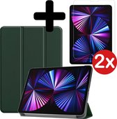 Hoes Geschikt voor iPad Pro 2021 (11 inch) Hoes Book Case Hoesje Trifold Cover Met Screenprotector - Hoesje Geschikt voor iPad Pro 11 inch (2021) Hoesje Bookcase - Donkergroen