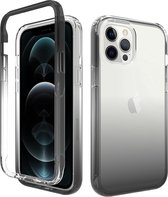 iPhone 11 Pro Max Full Body Hoesje - 2-delig Back Cover Siliconen Case TPU Schokbestendig - Apple iPhone 11 Pro Max - Transparant / Zwart