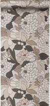 Origin behang bloemen taupe en beige - 307135 - 52 cm x 10,05 m