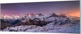 Wandpaneel Bergtoppen met sneeuw  | 210 x 70  CM | Zilver frame | Wand-beugels (27 mm)