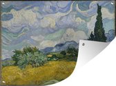 Muurdecoratie buiten Korenveld met cipressen - Vincent van Gogh - 160x120 cm - Tuindoek - Buitenposter