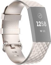 By Qubix - Fitbit Charge 3 & 4 siliconen diamant pattern bandje (Small) - Champagne goud - Fitbit charge bandjes