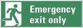 Emergency exit only tekststicker 280 x 105 mm