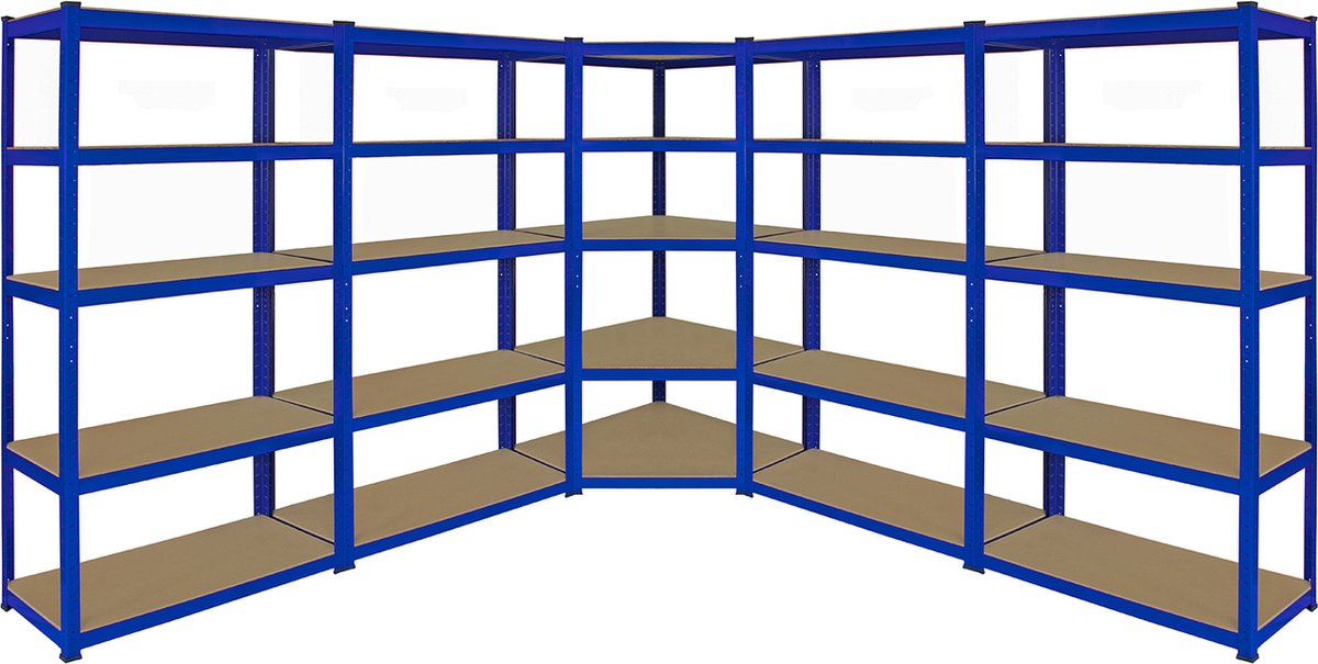 5 x T-rax Stellingkasten - 90x45x180 cm - 100% boutloos - Draagkracht: 265 kg per plank - opbergrek metaal