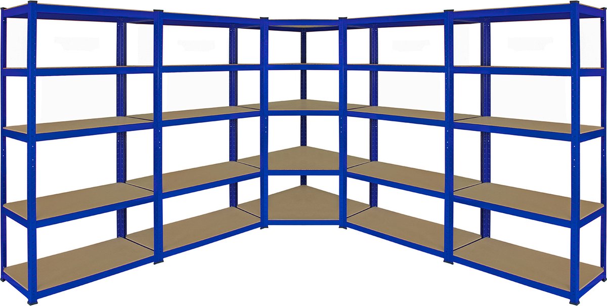 5 x T-rax Stellingkasten - 90x45x180 cm - 100% boutloos - Draagkracht: 265 kg per plank - opbergrek metaal