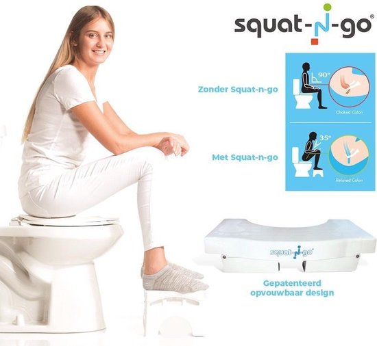 Squat-n Go toiletkrukje Inklapbaar Grijs  - juiste houding op toilet - Squat-n-Go