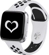 By Qubix Siliconen bandje - Fitbit Versa (Lite) - Wit / Zwart - Small