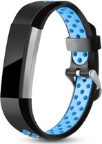 Siliconen Smartwatch bandje - Geschikt voor  Fitbit Alta / Alta HR sport bandje - zwart/blauw - Maat: S - Horlogeband / Polsband / Armband