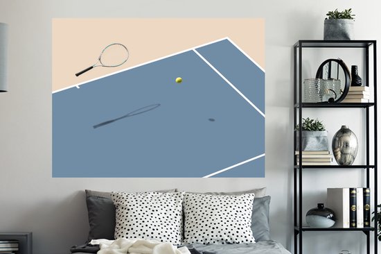 Sticker Muursticker Tennis - Jeu conceptuel de tennis - 160x120 cm - Film adhésif autocollant - Sticker mural repositionnable XXL /