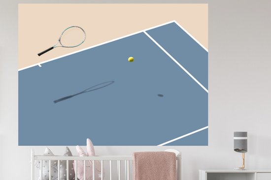 Sticker Muursticker Tennis - Jeu conceptuel de tennis - 160x120 cm - Film adhésif autocollant - Sticker mural repositionnable XXL /