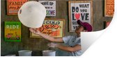 Muurstickers - Sticker Folie - Pizza deeg omhoog gooien - 160x80 cm - Plakfolie - Muurstickers Kinderkamer - Zelfklevend Behang - Zelfklevend behangpapier - Stickerfolie