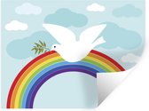 Muurstickers - Sticker Folie - Een illustratie van een witte duif boven de regenboog - 160x120 cm - Plakfolie - Muurstickers Kinderkamer - Zelfklevend Behang XXL - Zelfklevend behangpapier - Stickerfolie