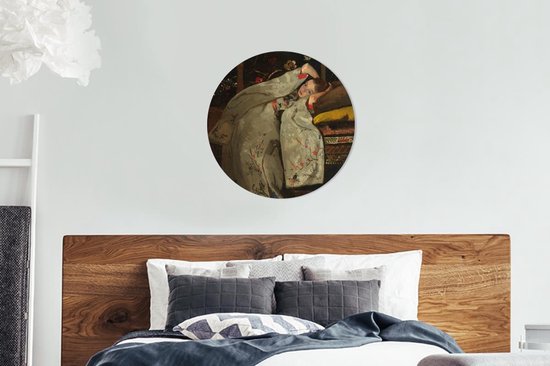 Fille en kimono blanc - Peinture de George Hendrik Breitner cercle mural aluminium ⌀ 60 cm - Tirage photo sur aluminium (décoration murale métal)