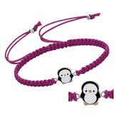 Bracelet fille | Bracelet en coton, pingouin argenté