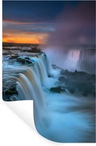 Sticker Muursticker Iguaçu - Le crépuscule du matin vient des cascades désertes d'Iguaçu - 60x90 cm - feuille autocollante - sticker mural repositionnable