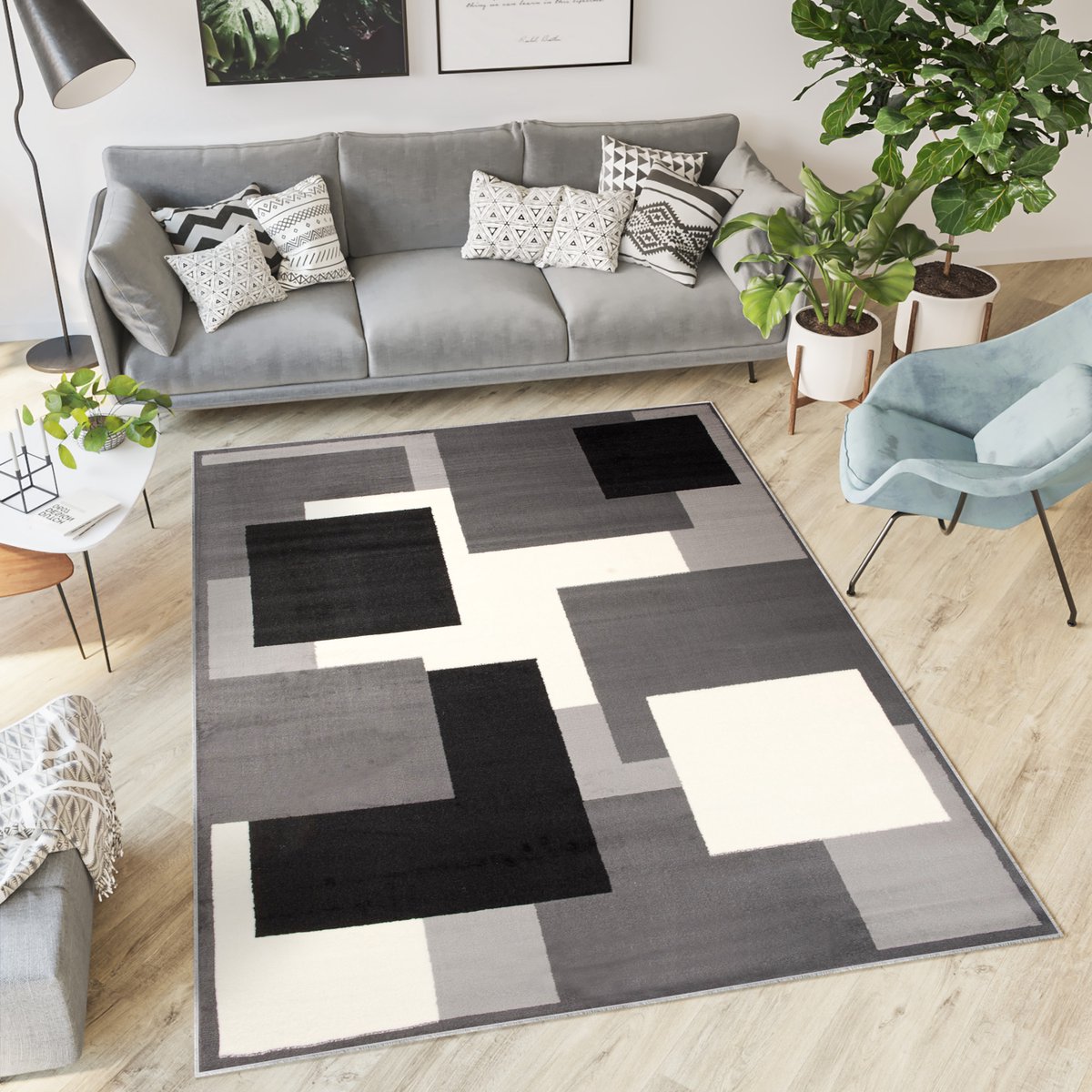Tapiso Dream Vloerkleed Zwart Grijs Modern Woonkamer Tapijt Maat- 130x190
