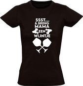 Geef mama een wijntje Dames t-shirt | mama | oma | | moederdag | wijn | drank | alcohol | cadeau | Zwart