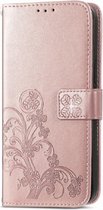 Klavertje vier roze agenda wallet case hoesje Xiaomi Redmi Note 10 4G / Note 10S