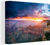 Canvas Schilderij Uitzicht op de Grand Canyon tijdens zonsopgang - 120x90 cm - Wanddecoratie