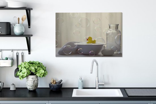 Canvas Schilderij Badeend - Schaal - Sop - 60x40 cm - Wanddecoratie