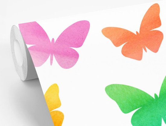 Papier peint photo vinyle - Une illustration de papillons réalisée à l'aquarelle largeur 350 cm x hauteur 350 cm - Tirage photo sur papier peint (disponible en 7 tailles)