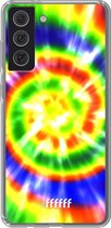 6F hoesje - geschikt voor Samsung Galaxy S21 FE -  Transparant TPU Case - Hippie Tie Dye #ffffff