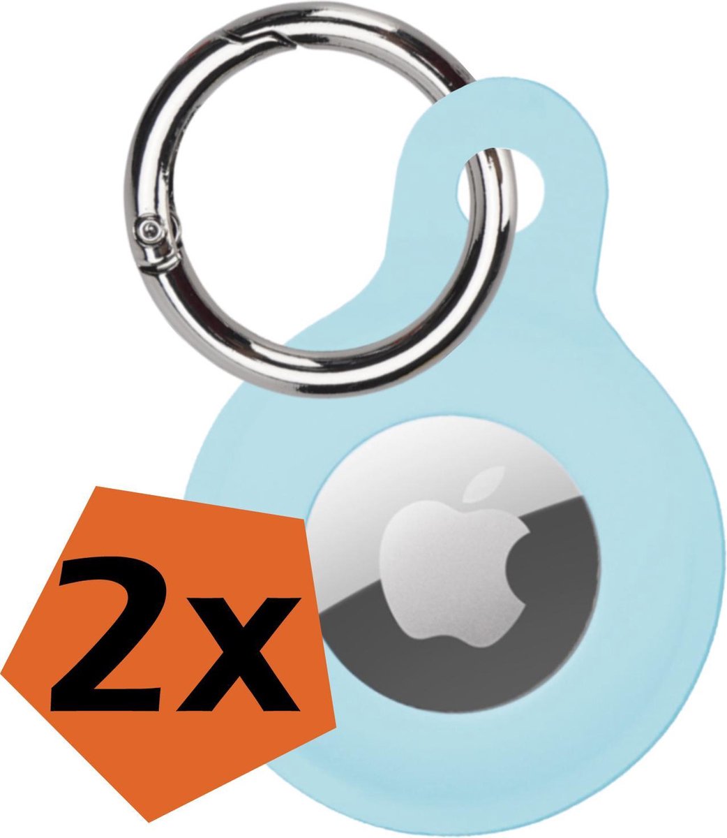 Hoesje Geschikt voor Apple AirTag Sleutelhanger Hoes Siliconen Hoesje - Siliconen Hoesje Geschikt voor Apple AirTag-Sleutelhanger Hoesje - Lichtblauw - 2 PACK
