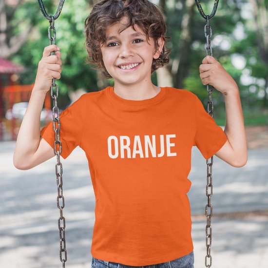 Oranje EK WK Koningsdag T-shirt Kind met tekst Oranje (9-11 jaar - MAAT 134/140) | WK  Voetbal 2022 | Nederlands Elftal | Oranje Feestkleding | Holland