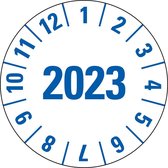 Jaarkeuringssticker wit, speciale kleving, 25 mm, 105 per boekje 2023