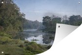 Sunrise by the river in the Chitwan National Park in Nepal Garden poster 180x120 cm - Toile de jardin / Toile d'extérieur / Peintures d'extérieur (décoration de jardin) XXL / Groot format!