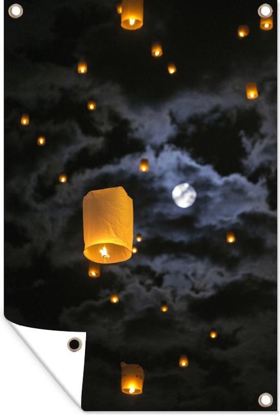 Tuindecoratie Loi Krathong in Thailand - 40x60 cm - Tuinposter - Tuindoek - Buitenposter