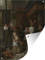 Tuinschilderij Het Sint Nicolaasfeest - Jan Steen - 60x80 cm - Tuinposter - Tuindoek - Buitenposter